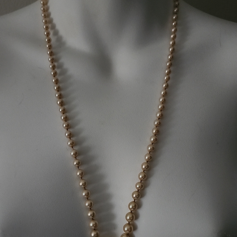 G. Silver Faux Pearl Necklace Vintage